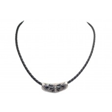 Necklace 925 Sterling Silver beads black onyx stones with thread P 359